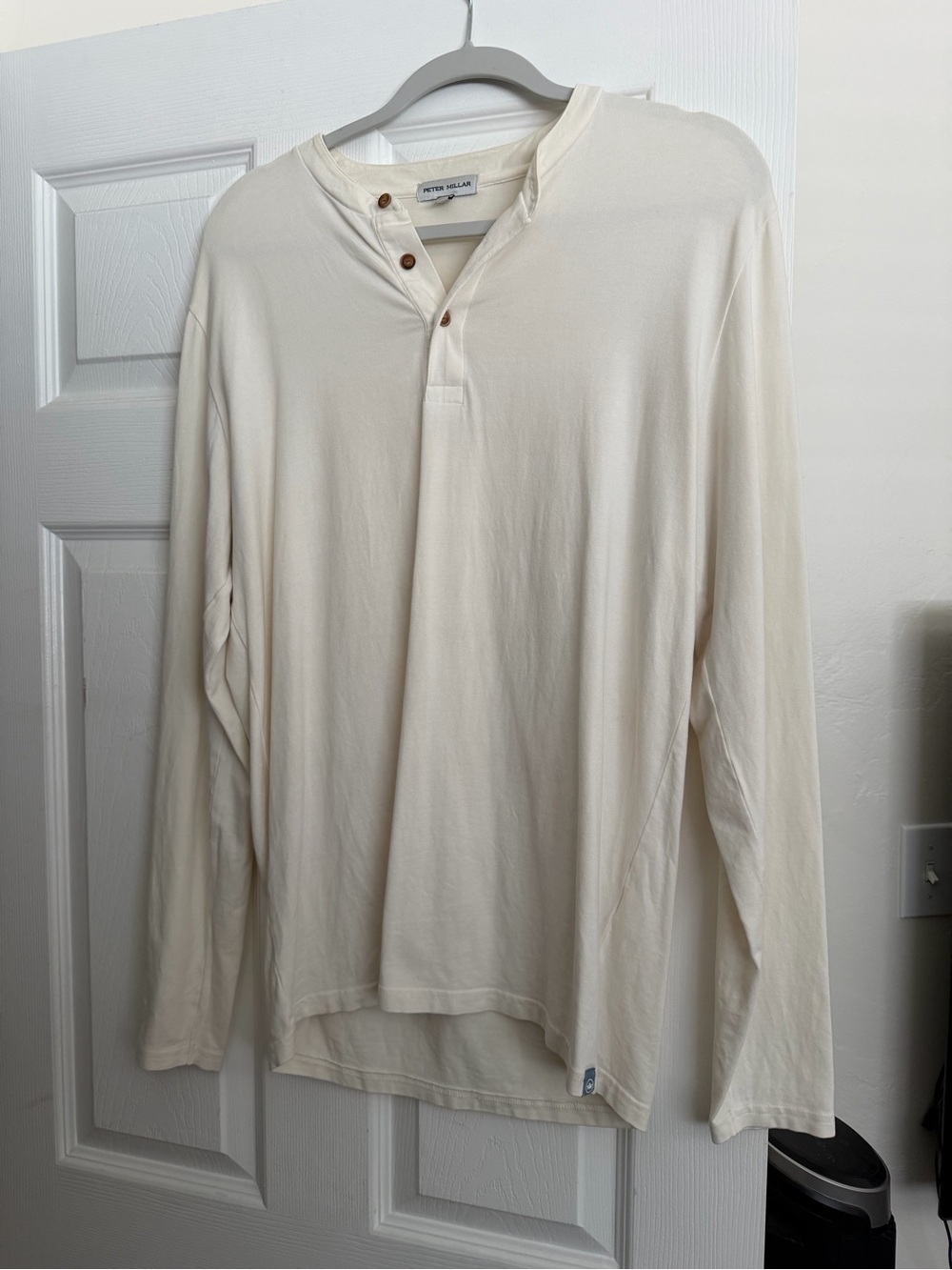 Peter Millar Ivory Long-Sleeve Henley Shirt